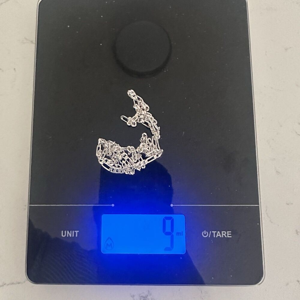 925 Sterling Silver Figaro Link Chain Necklace 22-inch 9gr